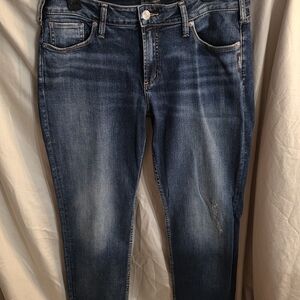 Silver Jeans Women’s Skinny Mid-Dark Blue Stretch Denim 33x31